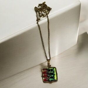 Elegant Multicolor Glass Pendant Necklace